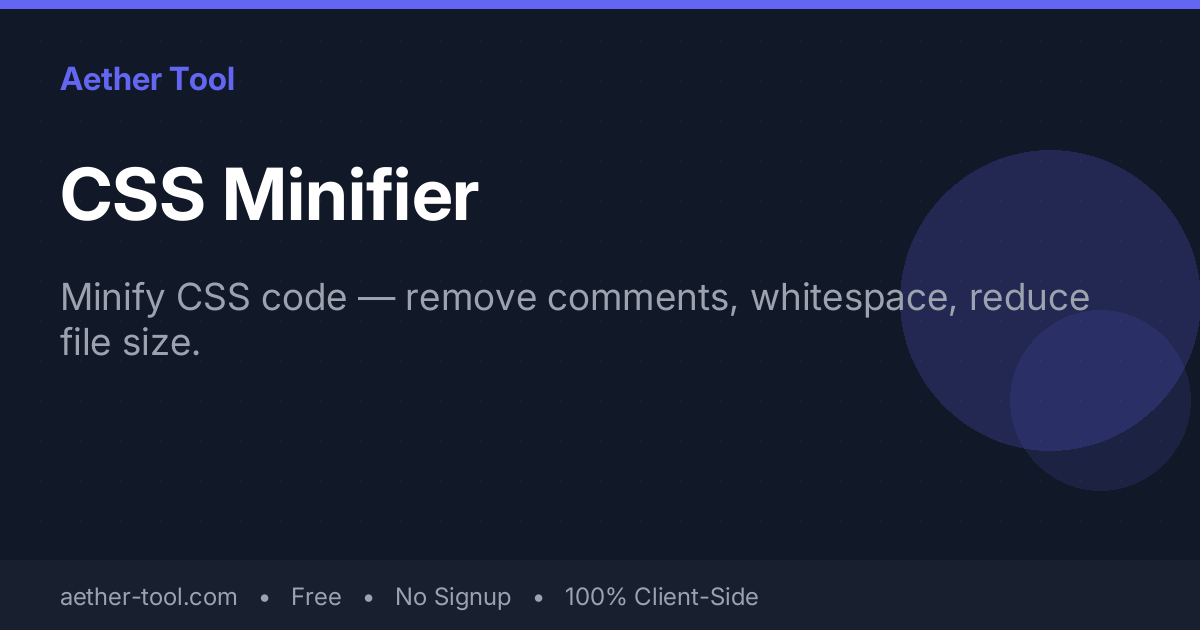 CSS Minifier — Compress & Optimize CSS Code Online